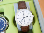 IWC Portuguese IW371446 PORTUGIESER 41MM Box Papers White Dial Factory Brown Strap Buckle - WearingTime Luxury Watches