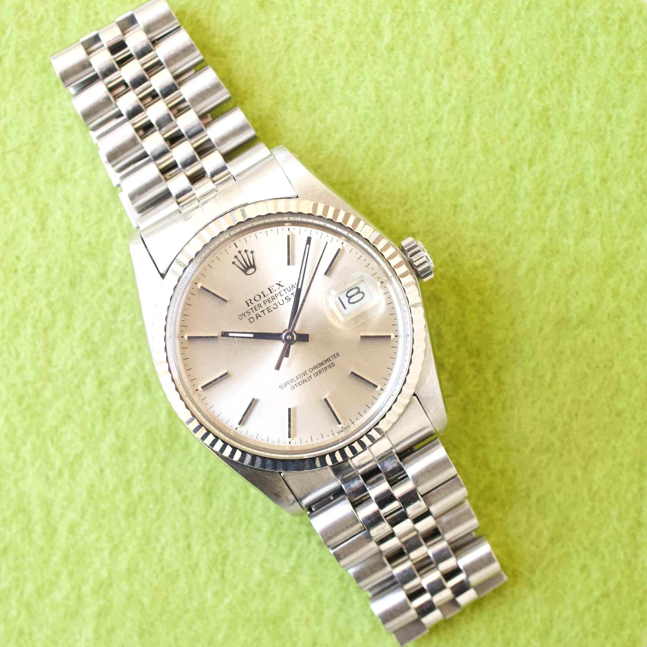 Rolex Datejust 36 Grey Dial 18k Bezel Automatic Box and Service