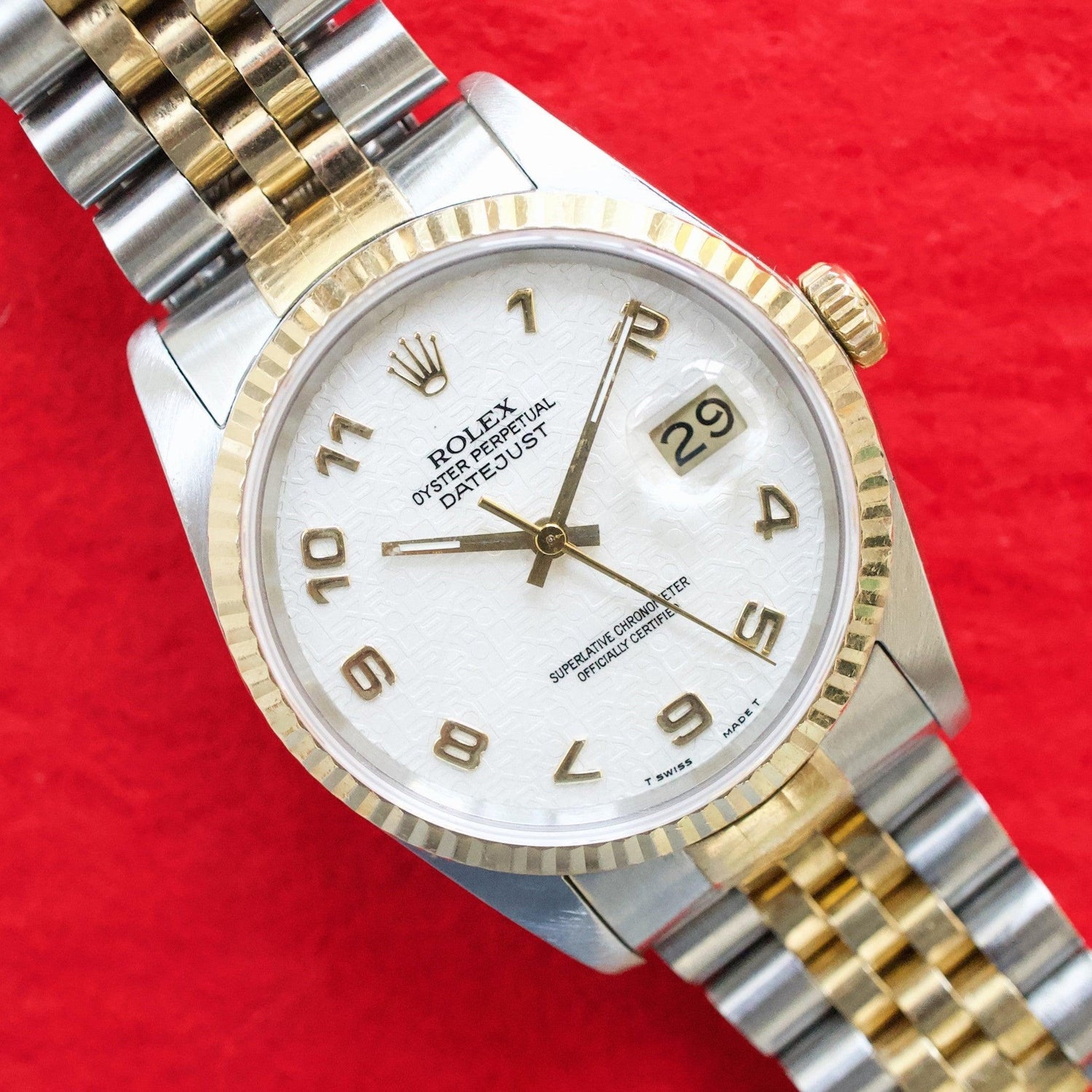 Rolex Datejust 36MM 16233 Jubilee Two Tone 18k Rare Arabic Anniversary Dial 1984 - WearingTime Luxury Watches