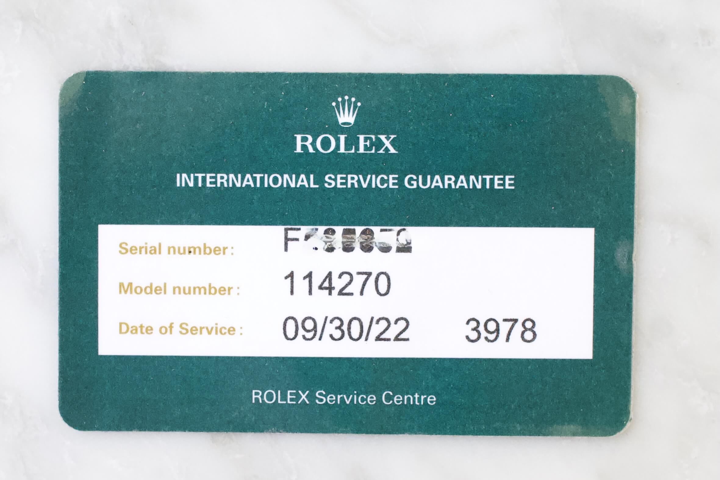 Rolex registration clearance card