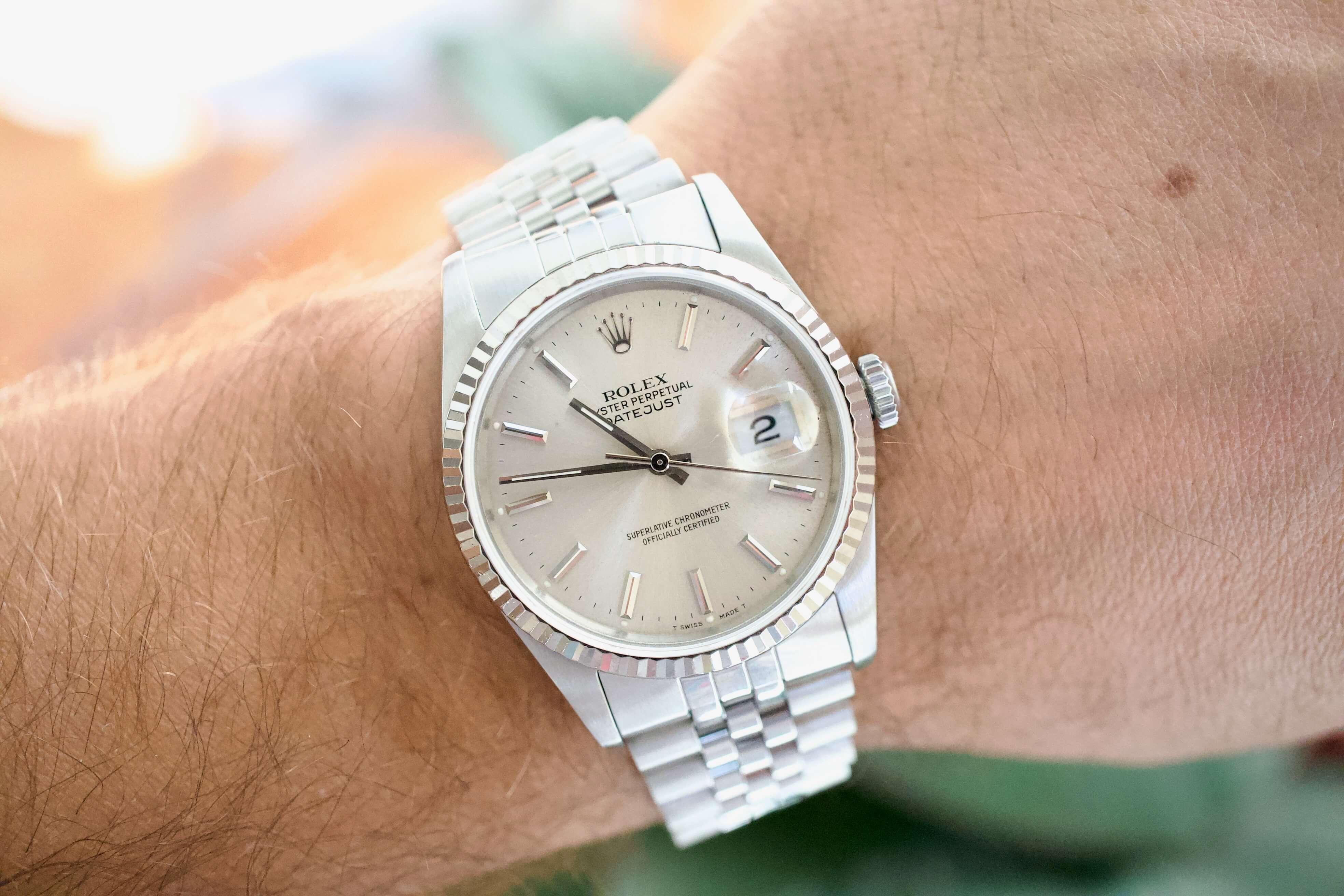 SOLD OUT: Rolex Datejust 16234 36MM Silver Quickset Jubilee 18K