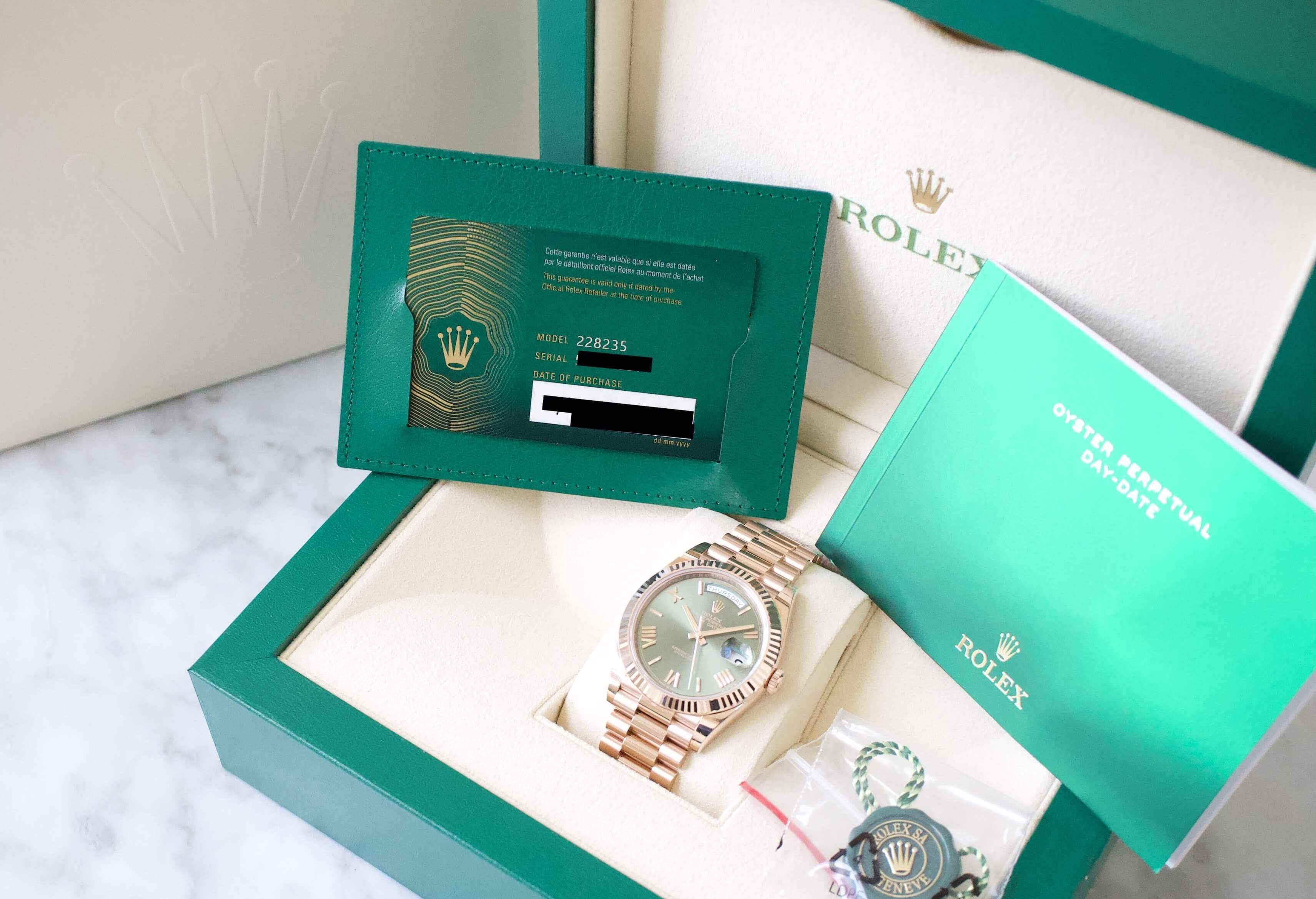 Rolex president rose discount gold green dial