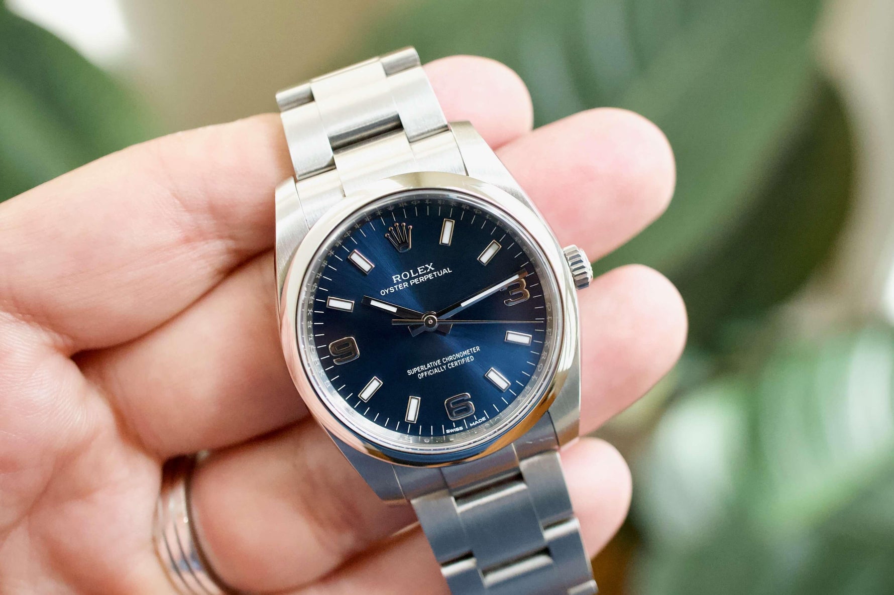 SOLDOUT: Rolex Oyster Perpetual 114200 34MM Blue Dial Oyster Bracelet Box and Papers 2020 - WearingTime Luxury Watches