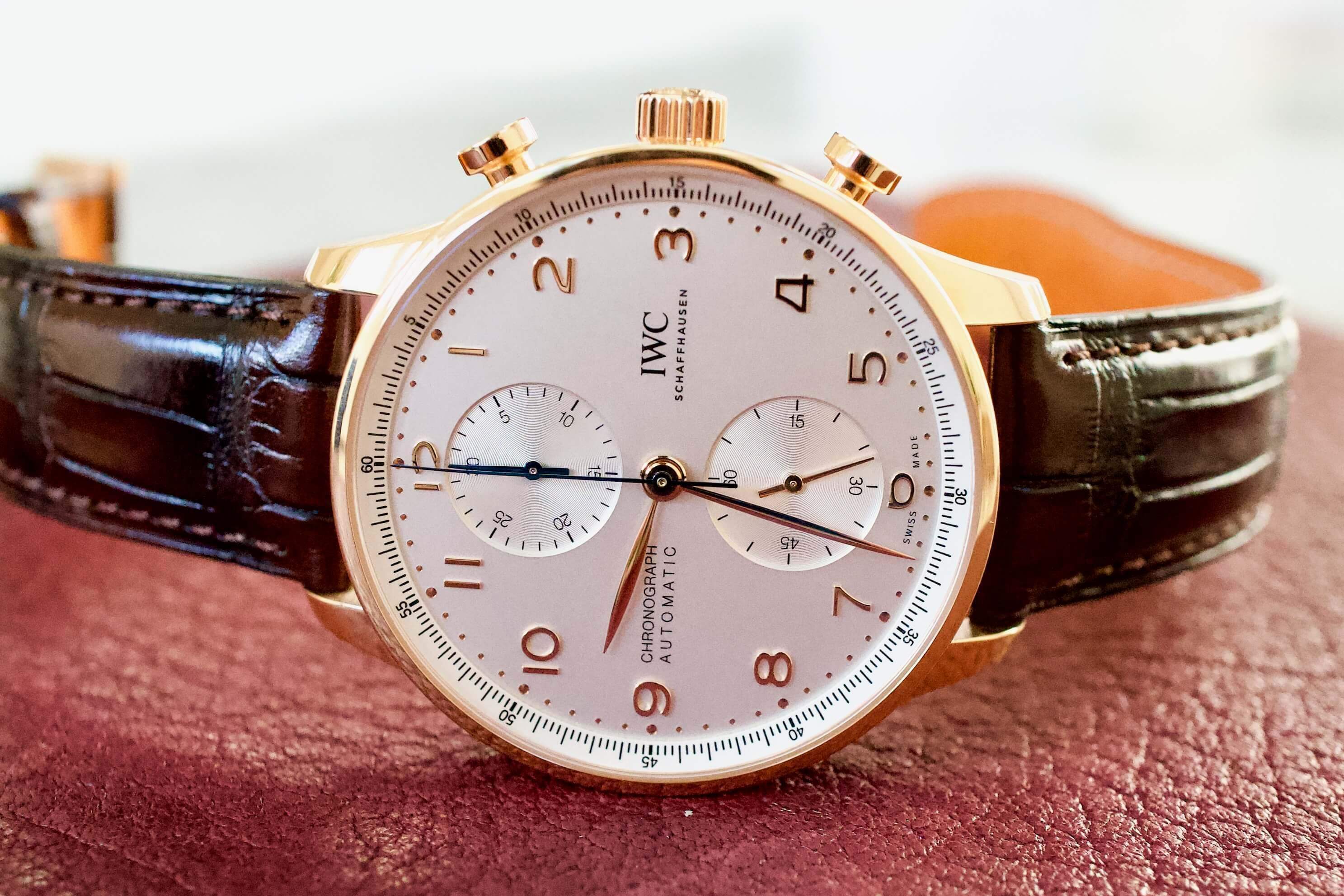 Iwc portuguese chronograph outlet rose gold