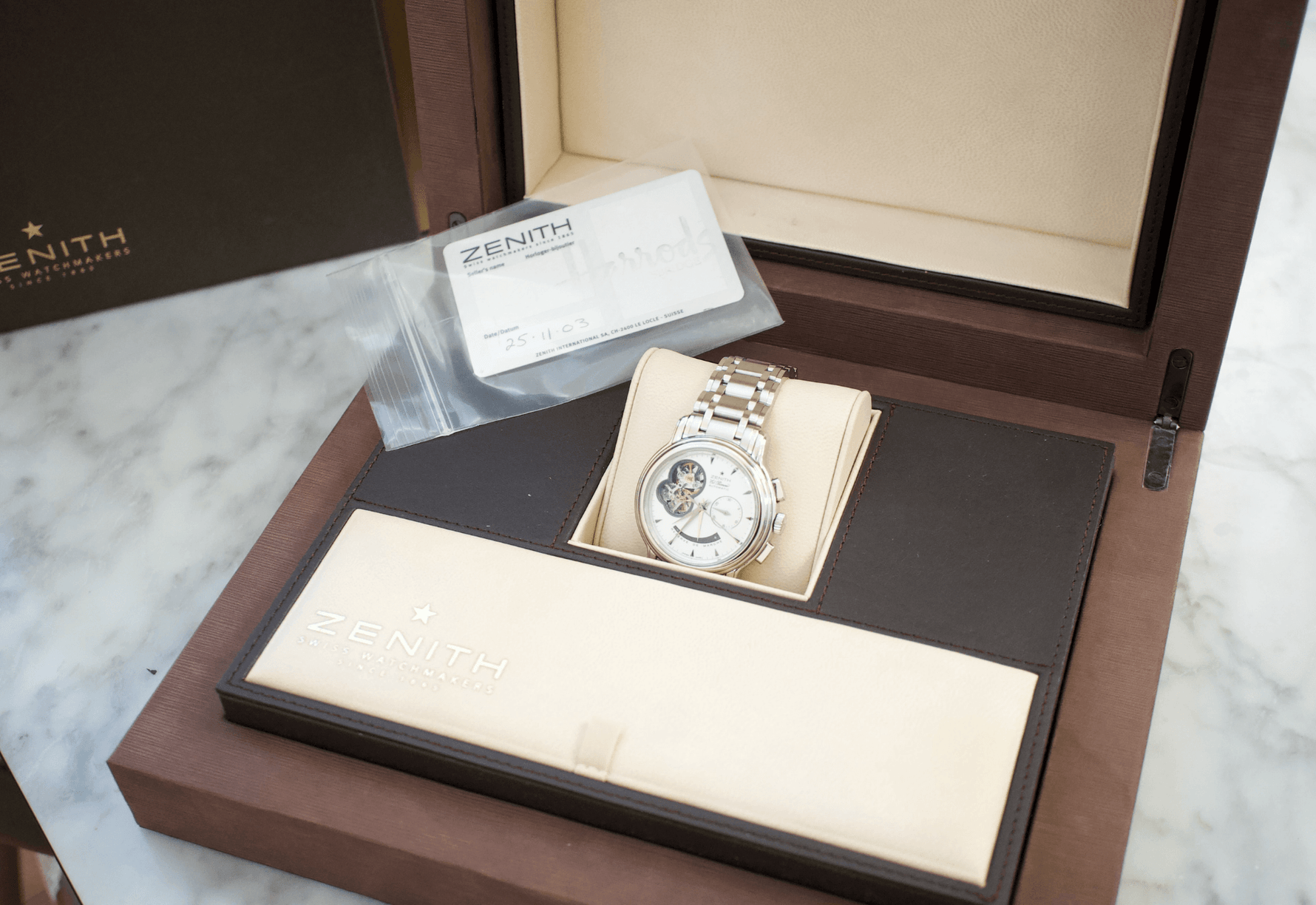SOLD OUT: Zenith Chronomaster El Primero 03.0240.4021 40MM Open Chronograph White Steel Box and Papers 2003 - WearingTime Luxury Watches