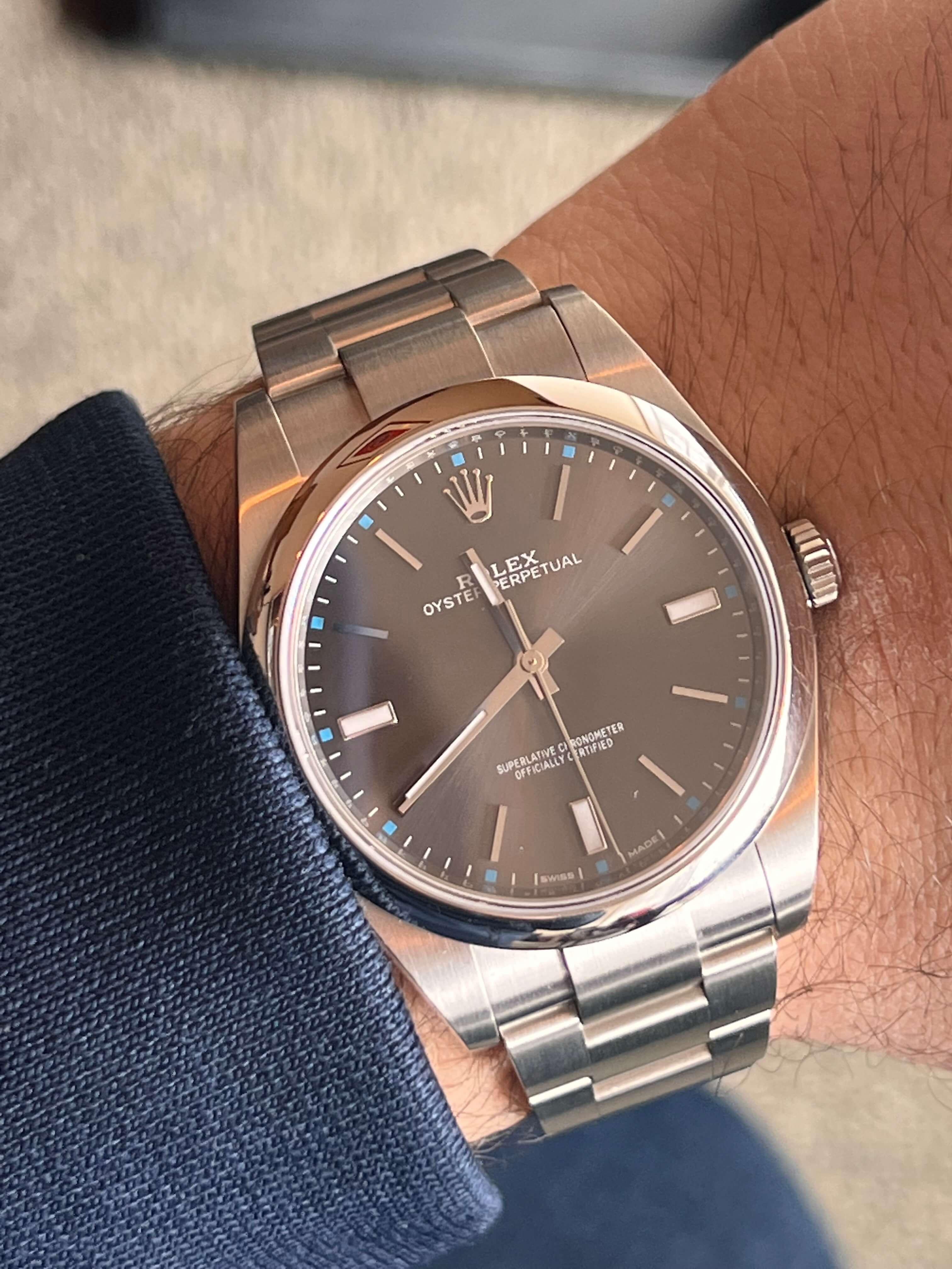 Rolex oyster perpetual 39mm on sale rhodium