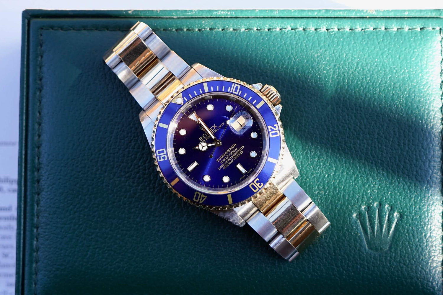 SOLDOUT: Rolex Two Tone Submariner 16613 "Bluesy" Year 2002 SOLID END LINKS SEL - WearingTime Luxury Watches